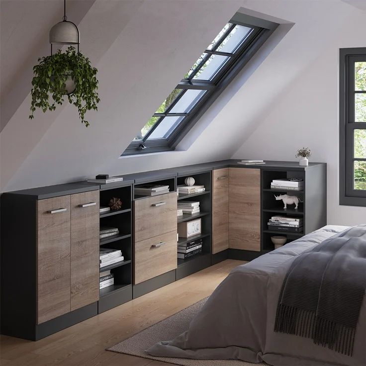 Eck-Küchenschrank für Dachschrägen R-Line Sonoma 75.6 cm mit 1 Tür, Schrankkorpus 60 cm Tiefe Vicco – Bild 6