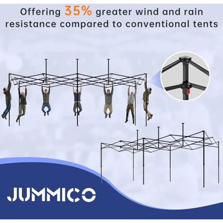 JUMMICO 3x6m Schwerlast-Faltpavillon für Extremes Wetter｜Spitzdach & 110g silberbeschichtetes Oxford｜Verstärkte Klettfixierung｜Mehr Stauraum & Stabilität – Bild 2