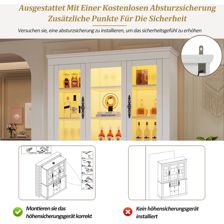 ZUBALIYA Schrank mit LED-Beleuchtung mit Schubladen in Weiß, ideale Lösung für kleine Räume, robuste Verarbeitung, langlebige Materialien, einfache Selbstmontage, mit verständlicher Aufbauanleitung – Bild 25