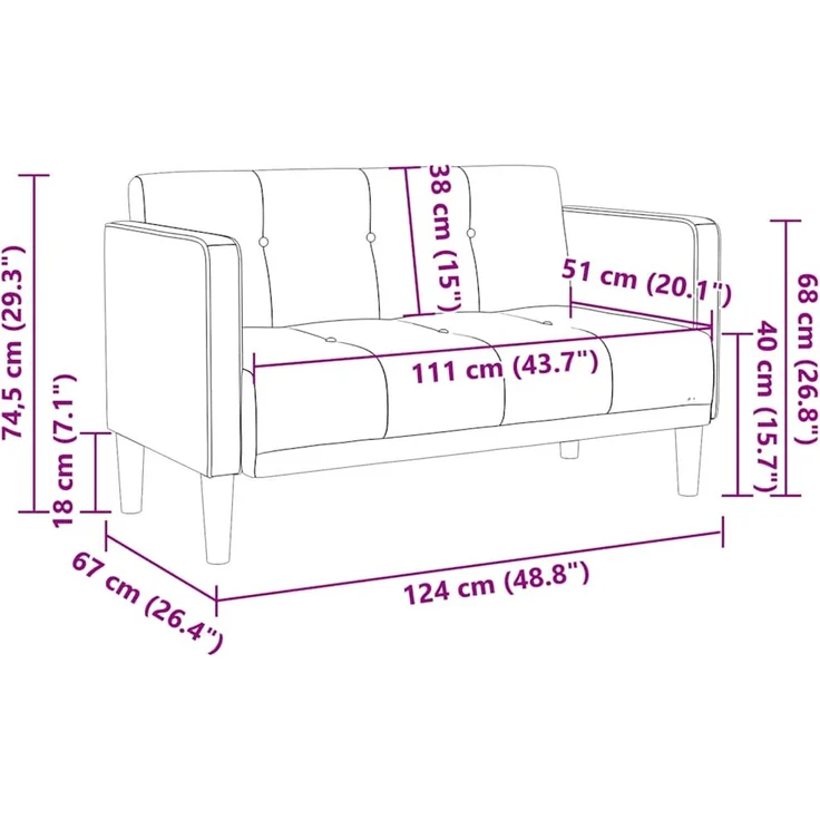 vidaXL Zweisitzer-Sofa Taupe 111 cm Stoff 4100564 – Bild 8