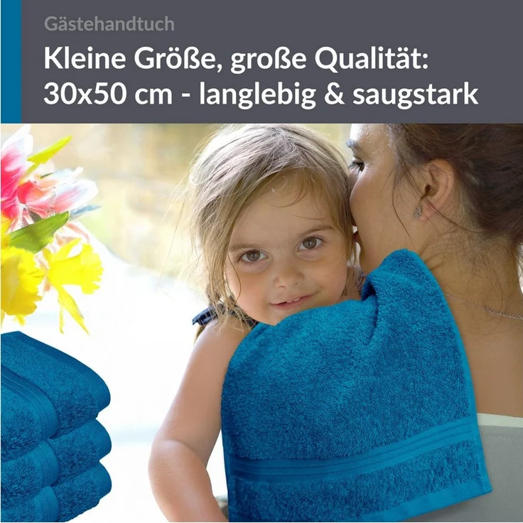 Lashuma Gästehandtücher - Kleine Handtücher Linz, Frottee (Spar-Set, 4-St), Handtücher Petrol Blau 30x50 cm – Bild 4