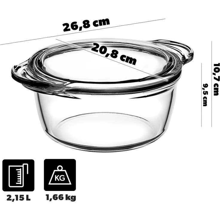 KADAX Ofenfeste Form mit Deckel 2,15L, klein, rund zum Backen – Bild 3