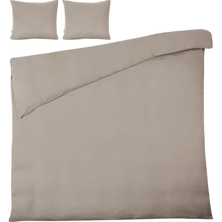 Bettwäsche-Set SUMNER Musselin 220x240 cm Taupe – Bild 4