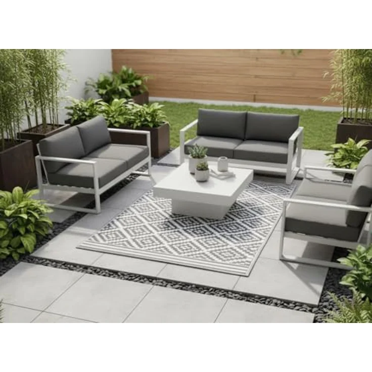 Outdoor Kunststoffteppich Austin grau 90x150 cm – Bild 4