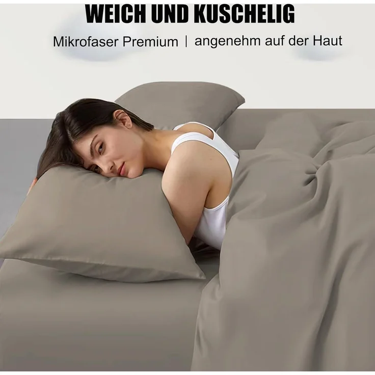 Seitenschläferkissen Bezug Mikrofaser 40 x 145 cm 2 Stück Taupe – Bild 3