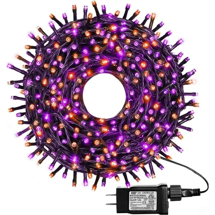 ABC LED-Lichterkette für Außenbereich, 200 LED, orange/lila, wasserdicht – Bild 1