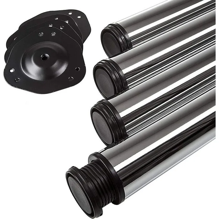 SO-TECH® Tischbein Ø 76 / 80 mm, belastbar bis 75 kg pro Stück, H: 71cm, Stahl, Chrom poliert, höhenverstellbar bis 32mm, 4x