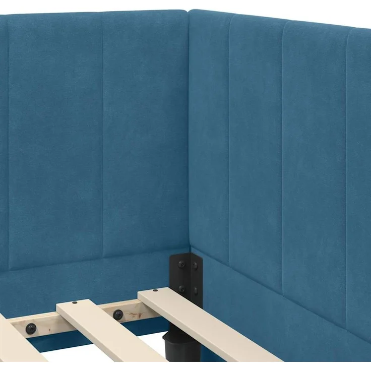 vidaXL Eckbettgestell mit Kopfteil Blau 90 cm x 200 cm Samt 42016347 – Bild 7