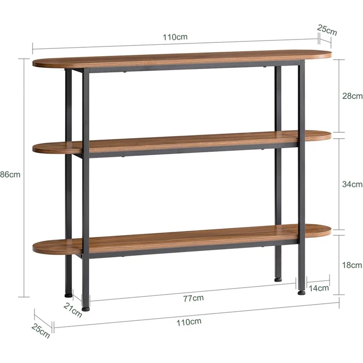 SoBuy FSB67-WS Konsolentisch Flur, Spanplatte, Melamin, Braun, 110 x 86 x 25 cm – Bild 3
