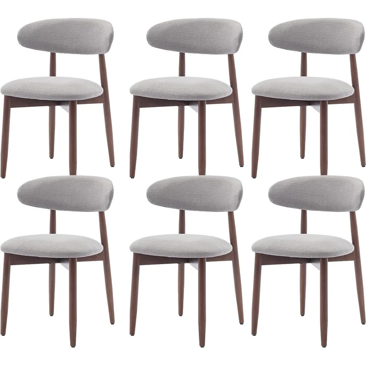 COLAMY Esszimmerstühle 6er Set, Polsternder Stühle Esszimmer mit Rückenlehne, Moderne Küchenstühle Gepolstert, Stoff Dining Chairs mit Back und Holzbeinen für Esszimmer, Küche, Restaurant, Hellgrau