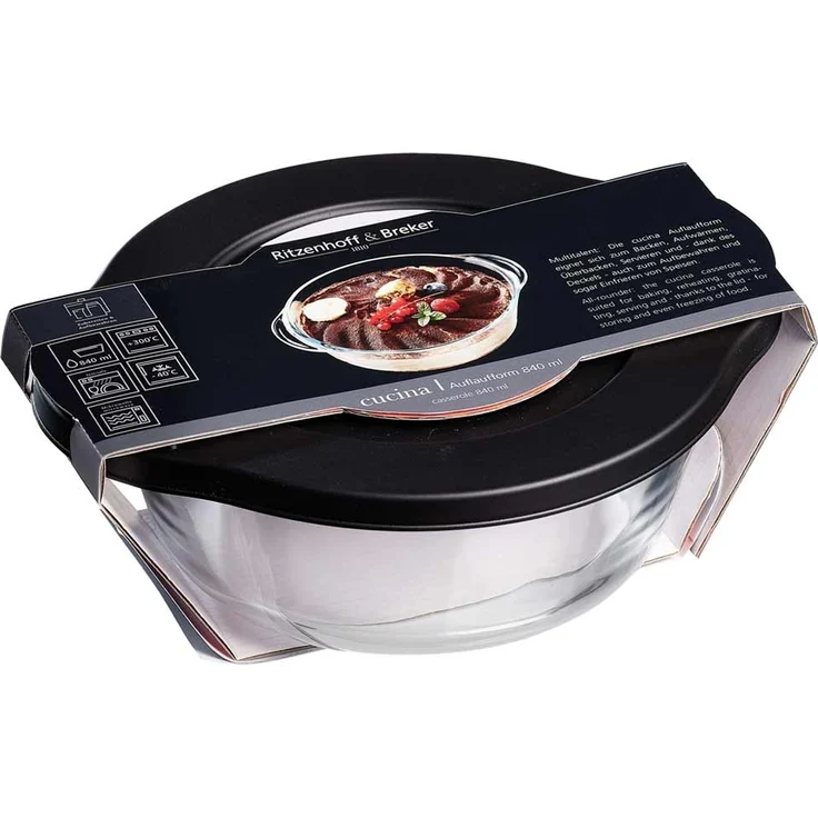 Ritzenhoff & Breker Cucina Auflaufform mit Frischhaltedeckel rund 840 ml – Bild 1