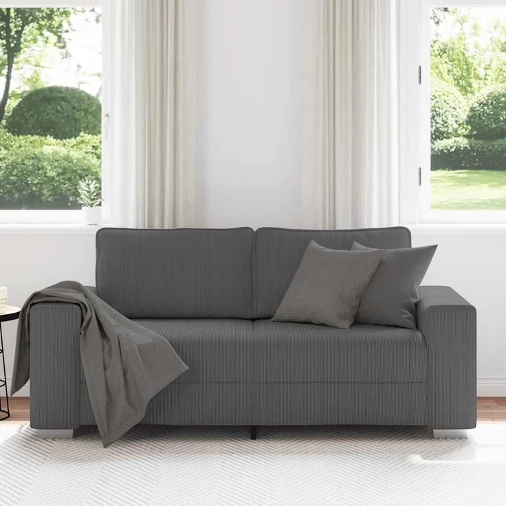 vidaXL Zweisitzer-Sofa Dunkelgrau 180x77x82 cm Cordstoff 4105201 – Bild 2