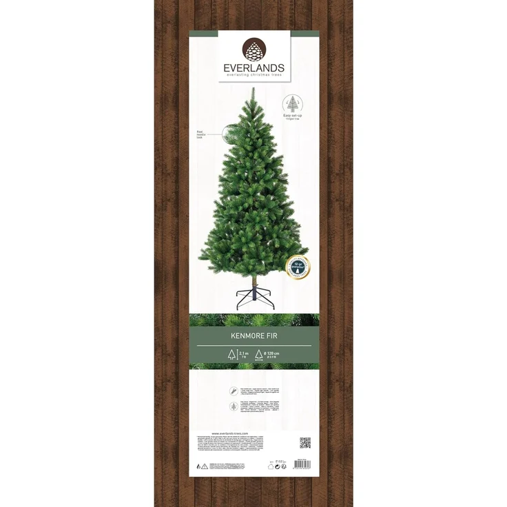 Kaemingk Künstlicher Weihnachtsbaum Everlands Künstlicher Weihnachtsbaum KENMORE FIR 210 cm, Tanne, Metallfuß, In-& Outdoor, Stecksystem, Klappmechanismus, Tannenbaum – Bild 6