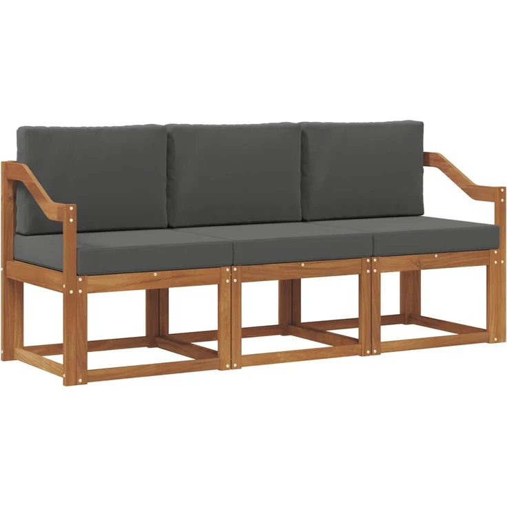 vidaXL Outdoor-Sofagarnitur 3 stk. 3-Sitzer Natur und Anthrazit 3365955 – Bild 2
