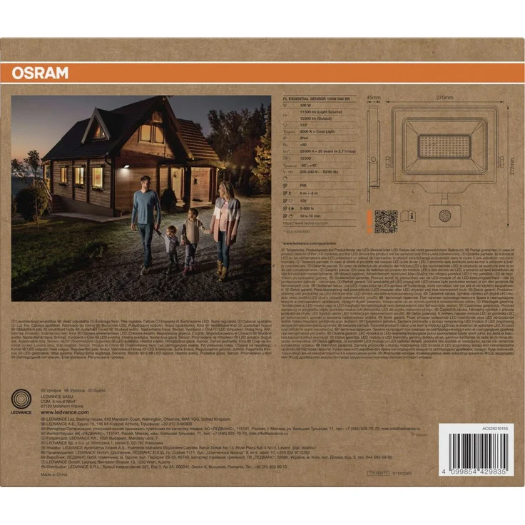 Osram Außenleuchte Floodlight Essential Sensor 100W 4000K schwarz – Bild 2