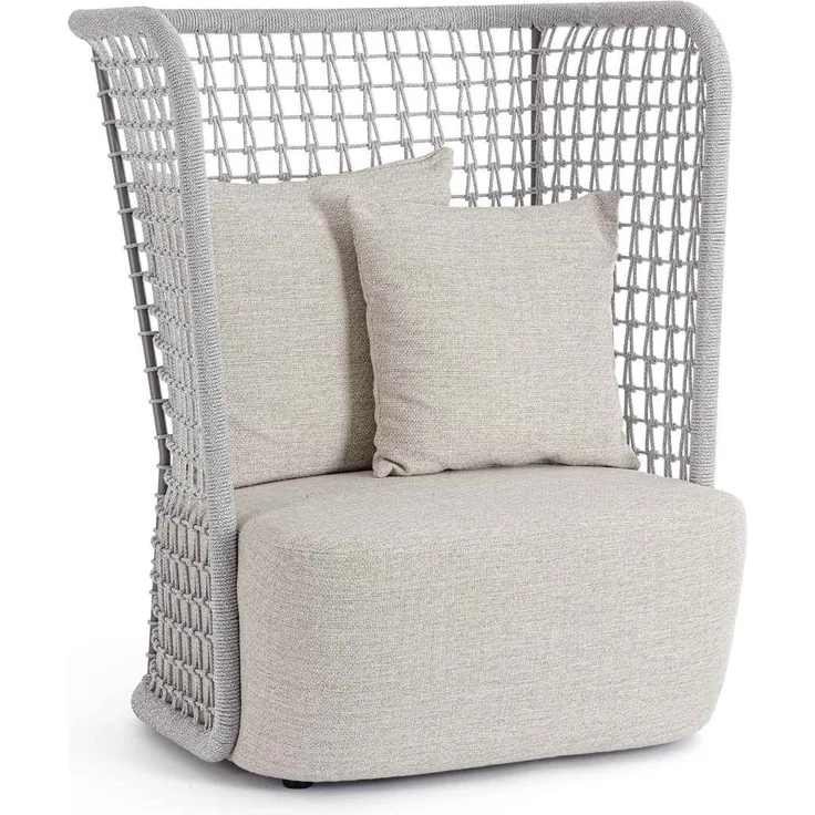Gartensessel Rallok aus Olefin-Stoff, modernes Design, Aluminiumgestell, hellgrau Artic, gepolstert, outdoor geeignet