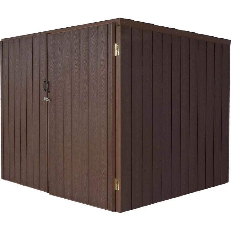 WPC-Fahrradgarage HWC-J29, Geräteschuppen Fahrradbox, Metall Holzoptik abschließbar ~ 4 Räder 172x213x160cm braun – Bild 5