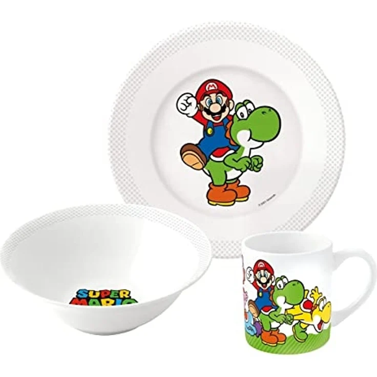 Nintendo Frühstücksteller Nintendo Super Mario Frühstücksset (Schale, Tasse, Teller) – Bild 1