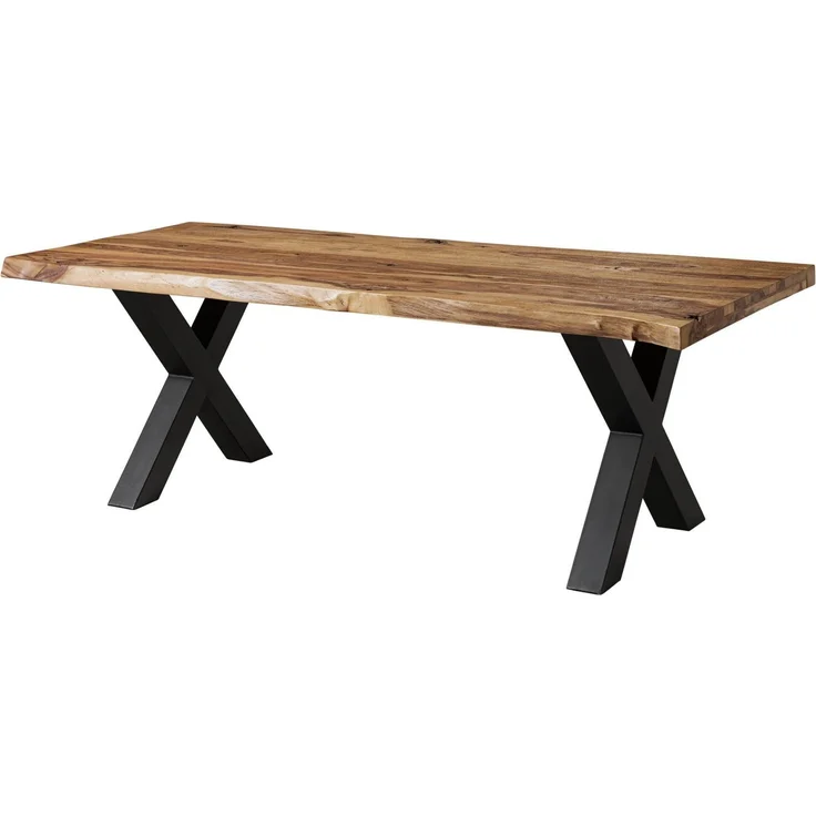 Baumtisch Sheesham 260 x 100 x 77 natur sandgestrahlt / X-Beine anthrazit matt FREEFORM 5 – Bild 9