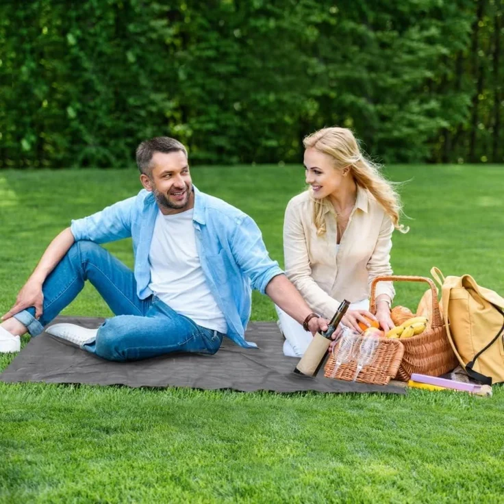 Ultraleichte Picknickdecke Stranddecke Outdoor Camping 140x110cm Grau – Bild 6