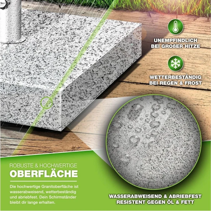 tillvex Sonnenschirm tillvex Granit Sonnenschirmständer, Balkonschirmständer für Schirmstöcke 16-48 mm & 300cm Schirmdurchmesser, Sonnenschirm, Granit Sonnenschirmständer – Bild 3