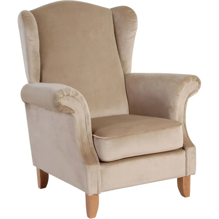 Ohrensessel Katria Bezug Samtvelours Buche natur / sand 22832