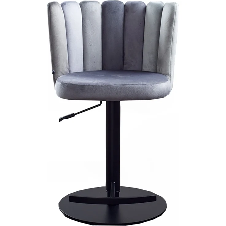 B-Ware KAWOLA Barhocker JADA Drehstuhl höhenverstellbar Velvet grau 85 x 53 x 55 cm – Bild 3