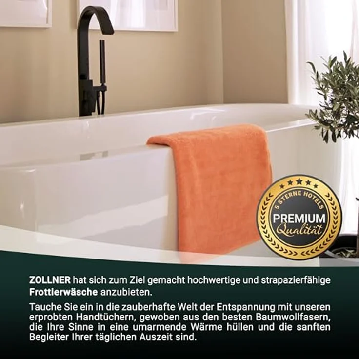 Zollner Duschtuch, Terra cotta, 70x140 cm, Oeko-Tex® Standard 100, 100% Baumwolle, hohe Saugfähigkeit, Pflegeleicht – Bild 5