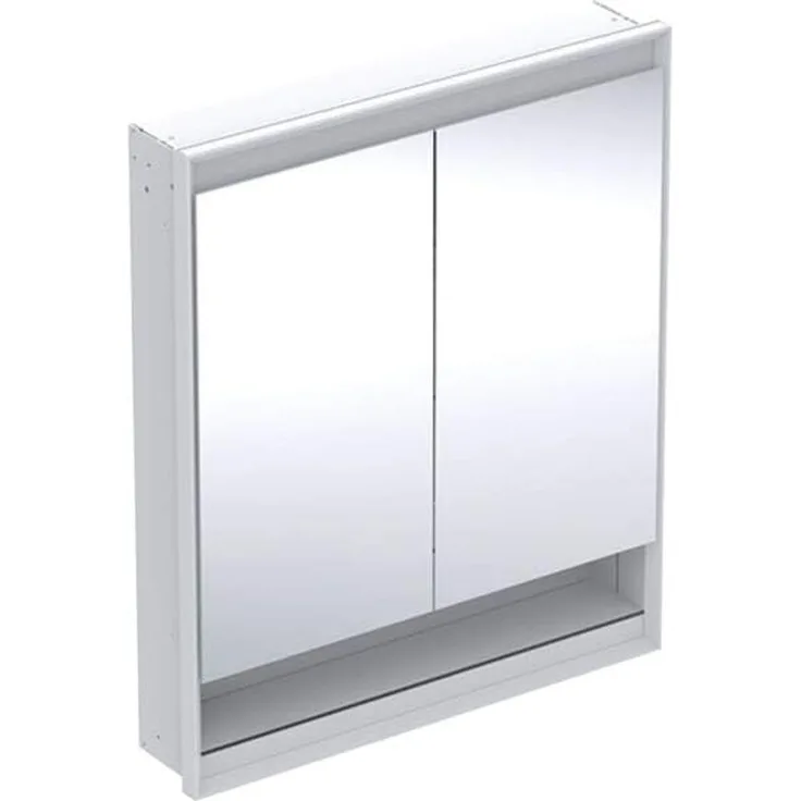 Geberit ONE Spiegelschrank mit ComfortLight, 2 Türen, Unterputzmontage, mit Nische, 75 x 90 x 15 cm, 505.822.00, Farbe: weiss / Aluminium pulverbeschichtet - 505.822.00.2