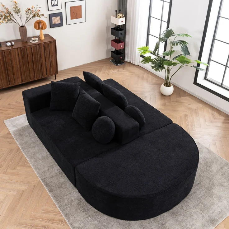 ZUBALIYA Modulares Sofa mit Chenille - Bezug, mit breiten Armlehnen, modular aufgebaut, mit Schaumstoffpolsterung – Bild 9