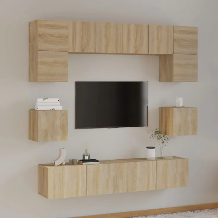 8-tlg. TV-Schrank-Set Sonoma-Eiche Holzwerkstoff [3114408]