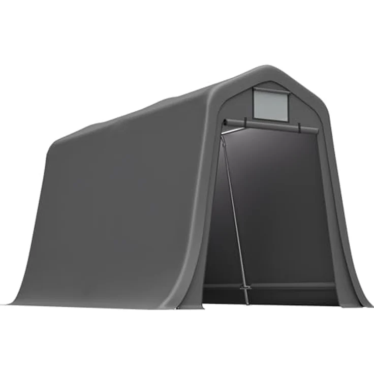 Ball & Cast Fahrradgarage wetterfest Geräteschuppen mit Belüftungsfenster Carport Zelt mit UV-Schutz Fahrradschuppen für Regenschutz Motorrad Garage Gartenhaus Grau, 213×366×225 cm – Bild 10