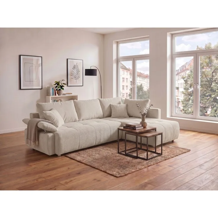 COLLECTION AB Ecksofa Funtastic, Breite 213 cm, mit Schlaffunktion, Bettkasten, Armverstellung und Bonnelfederkern
