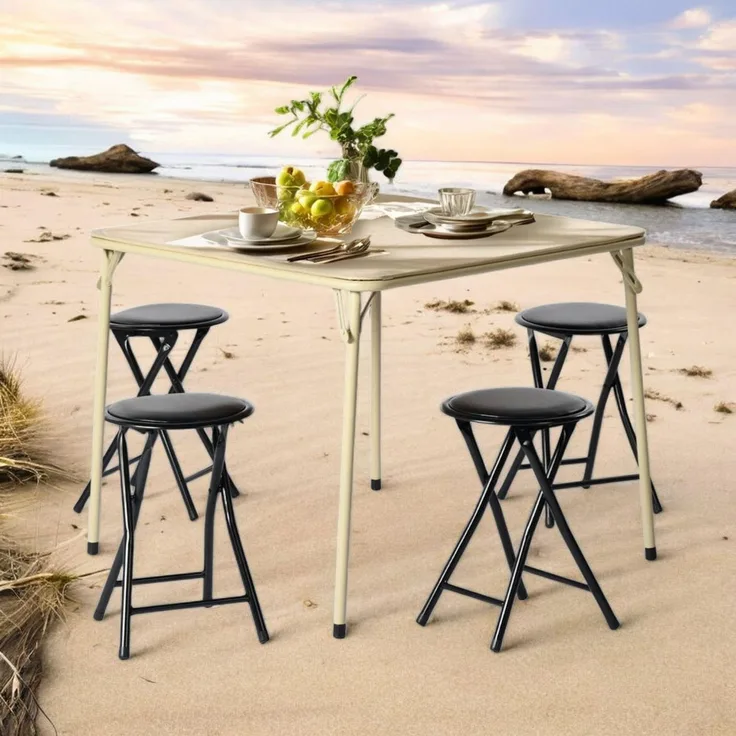 FurnitureR Picknicktisch, funktionales Design, langlebige Materialien aus Metall und Holz, geeignet für den Außenbereich, komfortabel, 86 x 86 x 71 cm