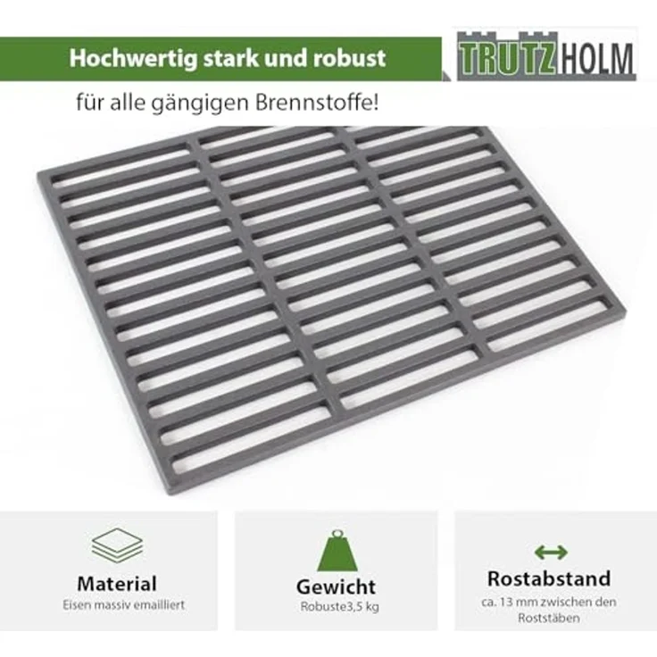 Grillrost 38x29cm rechteckig emailliert Rost Grillgitter Gusseisen Grillplatte – Bild 3