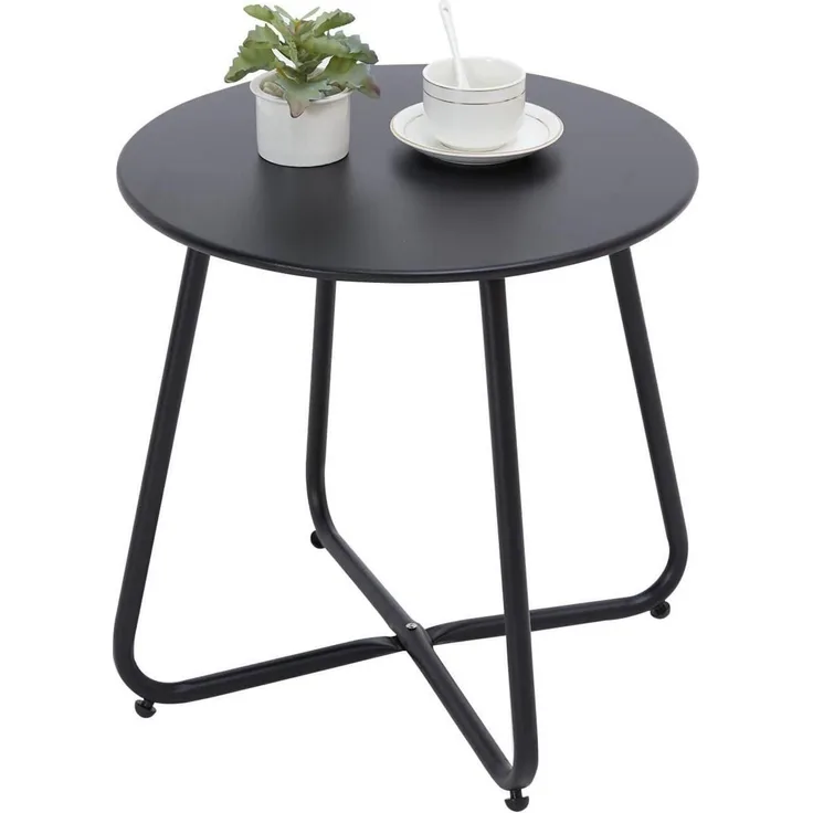 Kleiner Beistelltisch Metall Garten Rund Couchtisch Kaffeetisch Verstellbare