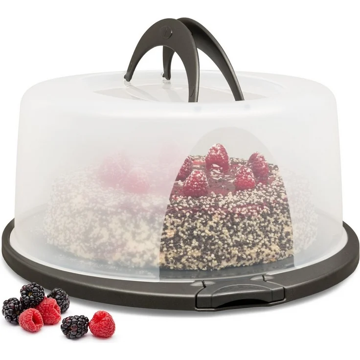 Hausfelder Kuchentransportbox Tortentransportbox rund, Tortenbehälter mit Haube (Tortenglocke), Kunststoff, (Set, 1-tlg, 1 Box), Transportboxen mit Deckel, spülmaschinenfest, BPA-frei – Bild 1