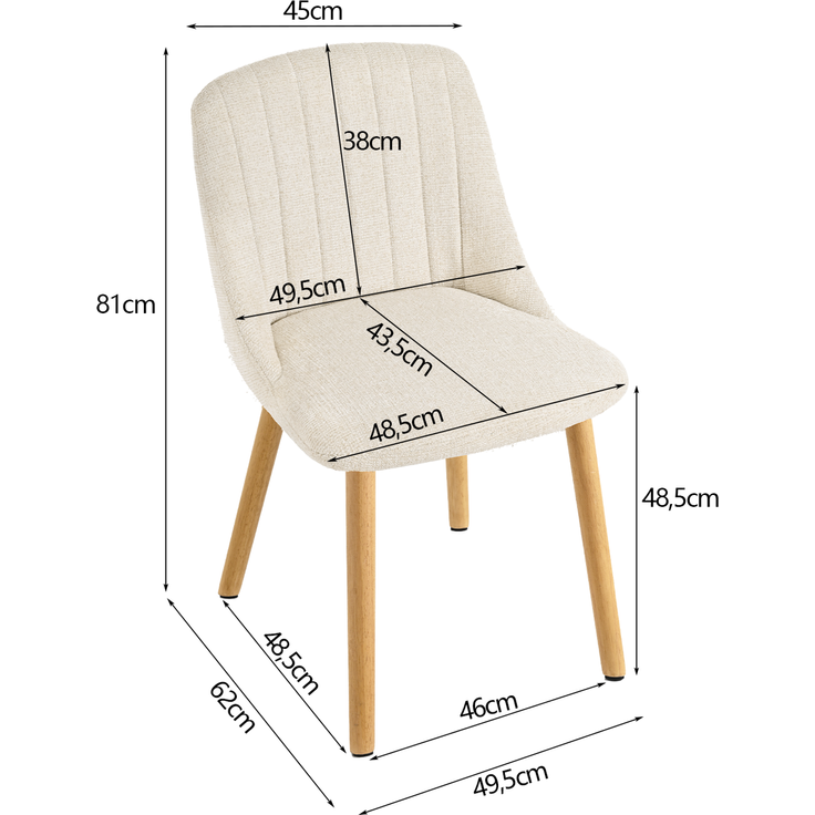 GOEURVANT 993 Esszimmerstühle 6er-Set, Chenille - Creme – Bild 7