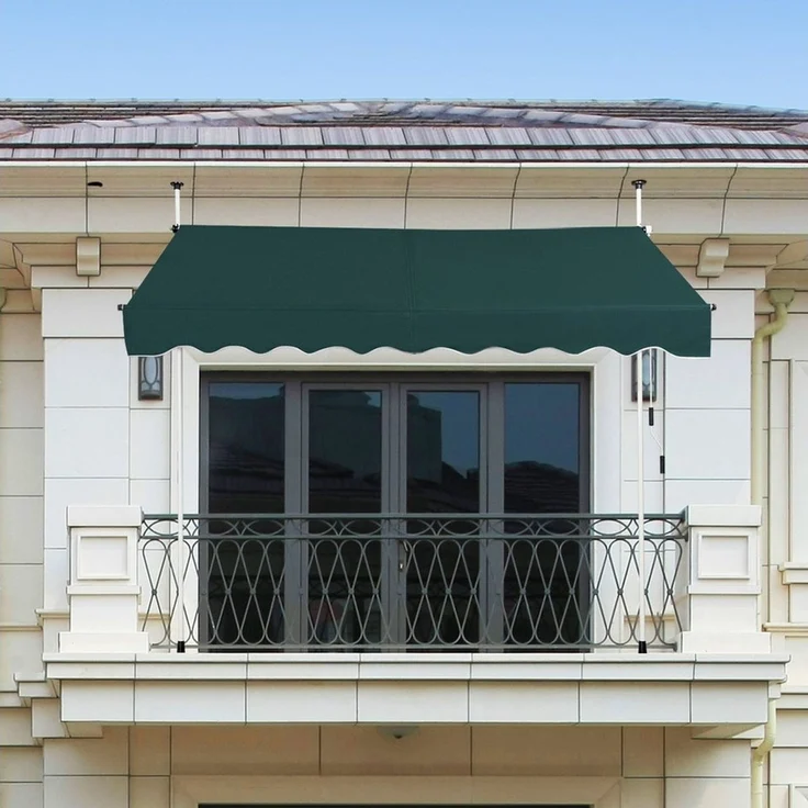 COSTWAY Klemmmarkise 150cm breit, höhenverstellbar 200-300cm, Grün – Bild 3