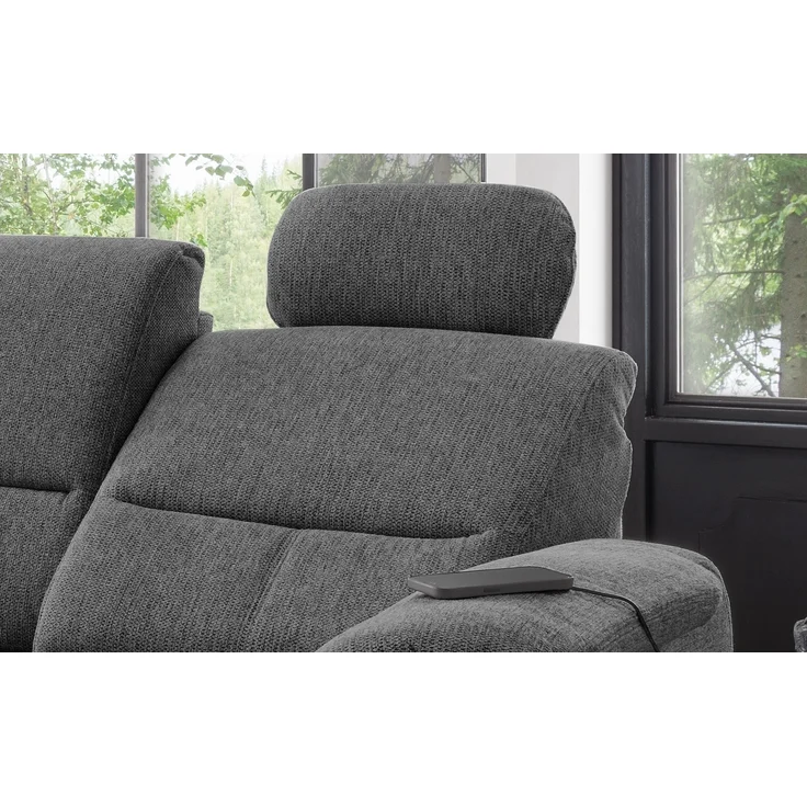Ecksofa >Ludwigshafen< Motor-funktion, Kopfstütze, Stauraum, anthrazit - 231x113x165 (BxHxT) – Bild 6