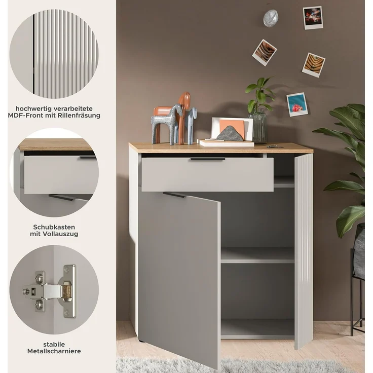 Kommode (B/H/T: 80x88x36 cm) in Kaschmir Nachbildung und Kaschmir Nachbildung – Bild 5