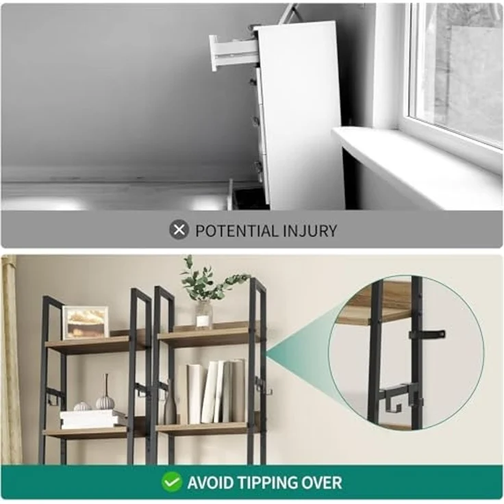 YITAHOME Schmal Bücherregal mit 5 Ebenen 35 cm Breit, Industrielles Leiterregal Standregal Holzregale und Metallrahmen, Modernes Regal für Wohnzimmer, Eichenfarbe – Bild 5