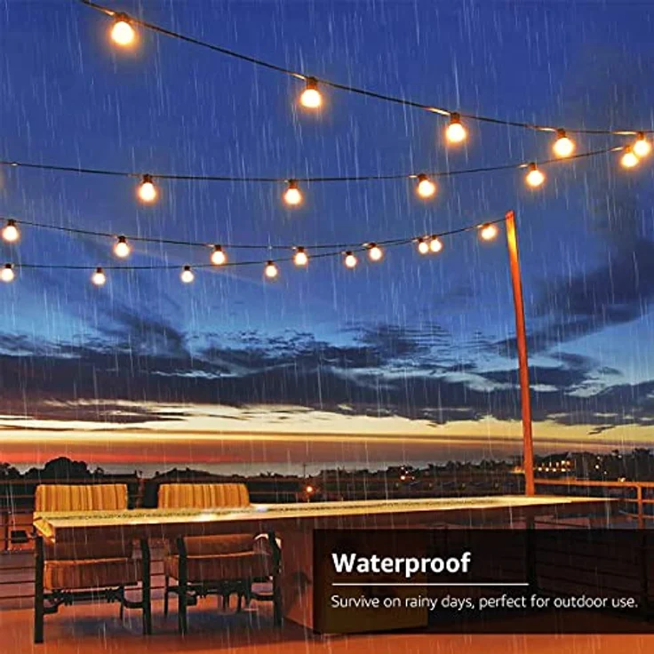 Lepro Solar Lichterkette G40, 7.62M mit 25 warmweißen LEDs, USB wiederaufladbar, 4 Beleuchtungsmodi für Garten, Balkon, Hochzeit und Weihnachtsdeko – Bild 5
