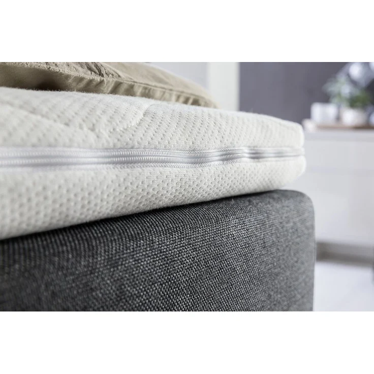 Möbelfreude Boxspringbett Boxspringbett Bea mit niedrigem Kopfteil Anthr.., Anthrazit 160x200 cm H3 7-Zonen-Taschenfederkern Matratze + Visco-Topp – Bild 3