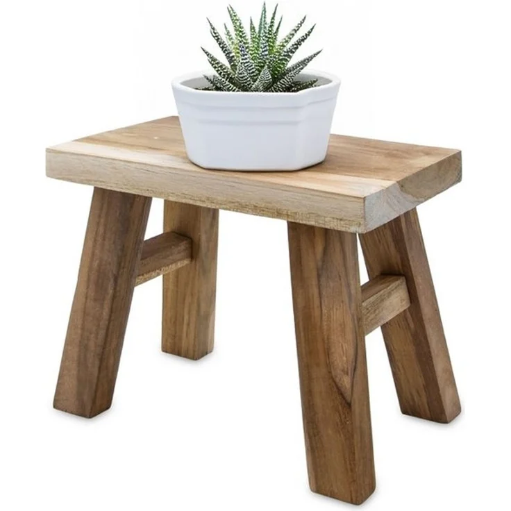 Spetebo Blumenhocker Teakholz Blumensitzbank natur rechteckig (Anzahl, 1 St, Stück), Vielseitig einsetzbar – Bild 4