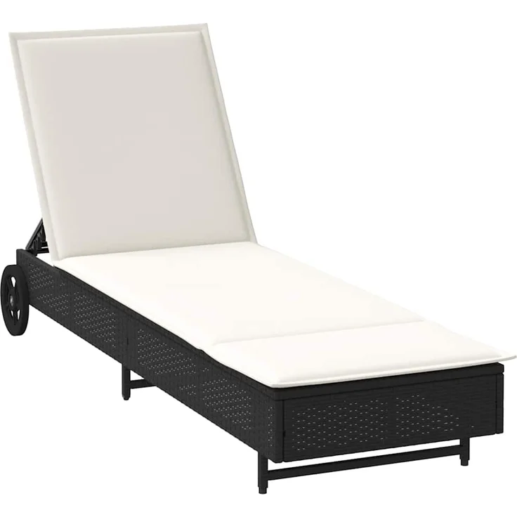 vidaXL Sonnenliege mit Rollen und Auflage Schwarz Poly Rattan 4104033 – Bild 1