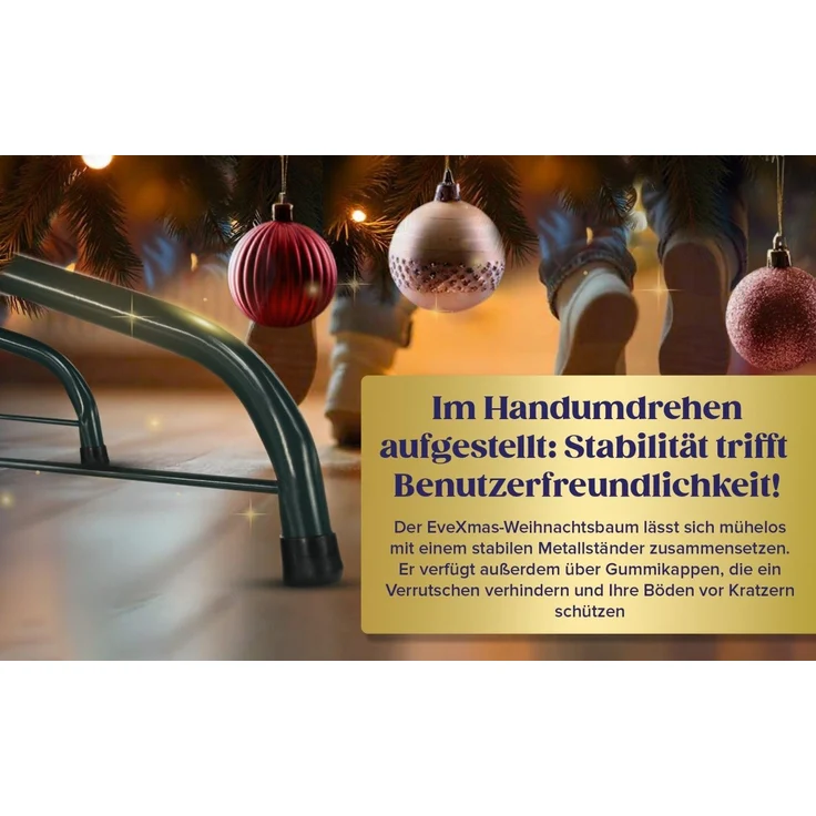 EveXmas - Adele Grün- 185 cm-100% Spritzguss- Künstlicher Weihnachtsbaum-Tannenzweige aus 100% Polyethylen- auf Metallständer – Bild 4