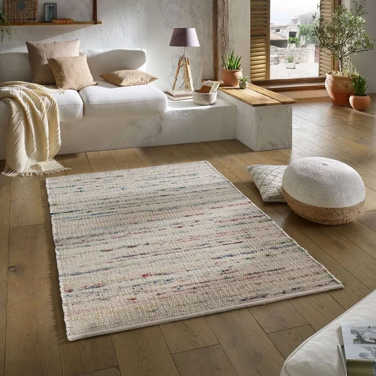 TaraCarpet Wollteppich TaraCarpet Handwebteppich Malmoe Fashion, rechteckig, Höhe: 10 mm, Handgewebter Teppich multi Wohnzimmer Schlafzimmer Esszimmer 070X130 – Bild 5
