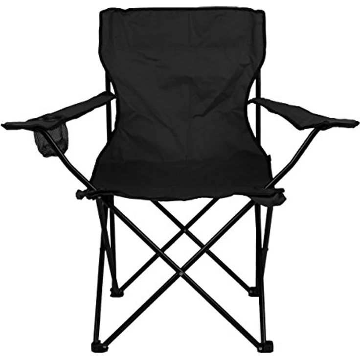 Nexos Trading Angelstuhl Faltstuhl mit Armlehne, Getränkehalter praktisch robust leicht schwarz – Bild 1