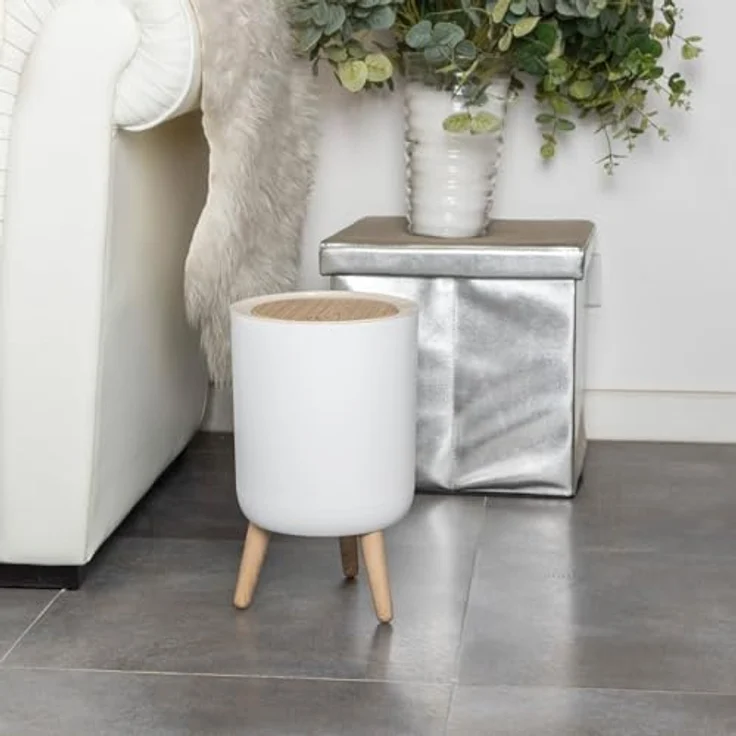 KITCHEN MOVE Push Eimer MALMO, Touch Abfalleimer 7L in Holzfarbe, ideal für Bad und Küche – Bild 4